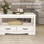 Load image into Gallery viewer, Coffee Table 40" Faux Marble 2-Tier Modern Wooden Rectangle Center Table with Drawers for Living Room, Conference Room, Thickened Top, Small Space Home Furniture (White Oak with Storage)