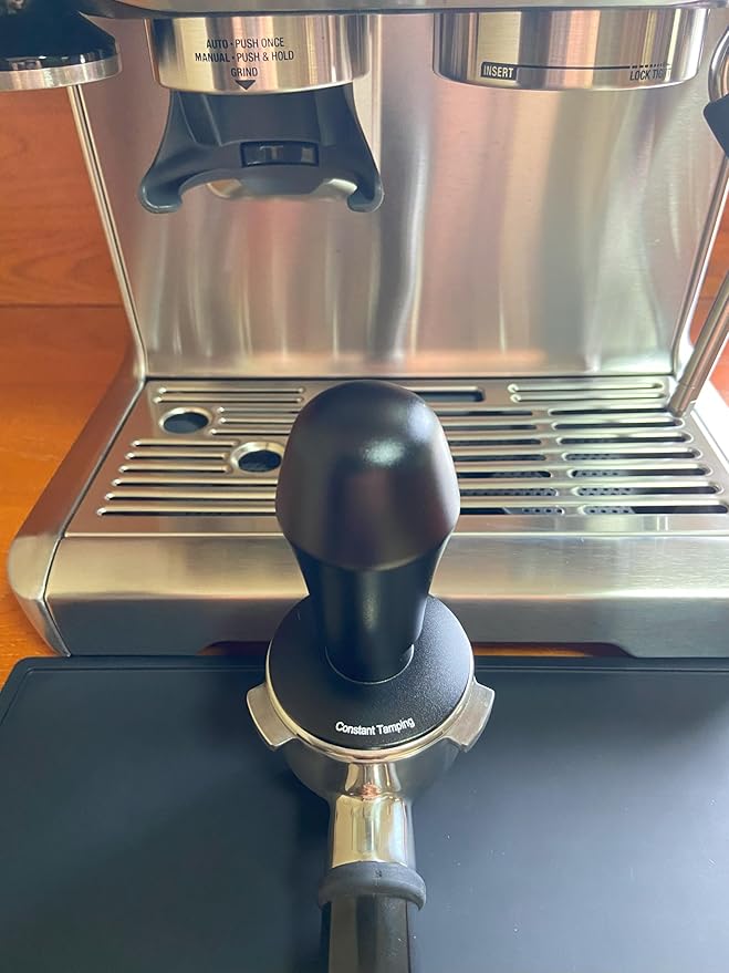 54mm Espresso Tamper 30lbs Calibrated Coffee Tamper Stainless Steel Base Hand Tamper for 54mm Bottomless Portafilter Tamper for Espresso Machine-Flat Base, Black