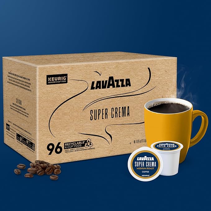 Lavazza Super Crema, Single Serve Keurig® K-Cup® Pods, Medium Espresso Roast Coffee, 96-Count Box