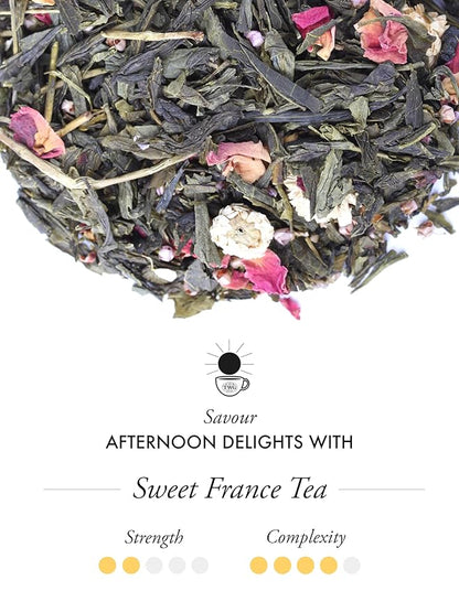 TWG Tea | Sweet France Tea | Green Tea | Chamomile Flowers & Rose Petals | 15 Hand Sewn Cotton Tea Bags | Gift Set
