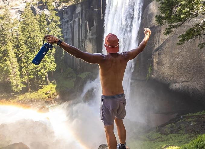 HYDRO CELL Stainless Steel Insulated Water Bottle with Straw - For Cold & Hot Drinks - Metal Vacuum Flask with Screw Cap and Modern Leakproof Sport Thermos for Adults (Navy 24oz)