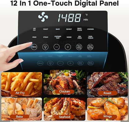 Simple Deluxe Air Fryer - 6.34 QT Digital Airfryer with Visible Window, 12 Presets Functions, Nonstick and Dishwasher-Safe Basket, 1700W, Beige