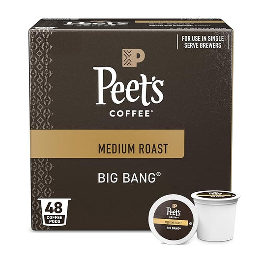 Peet's Coffee, Medium Roast Single Serve Coffee Pods - Big Bang 48 Count (1 Box of 48 Pods)