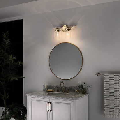 Kichler Brinley 2 Light Vanity Light in Champagne Bronze with Clear Glass for Bathroom and Powder Room, (15.75" W x 10.25" H),45688CPZ