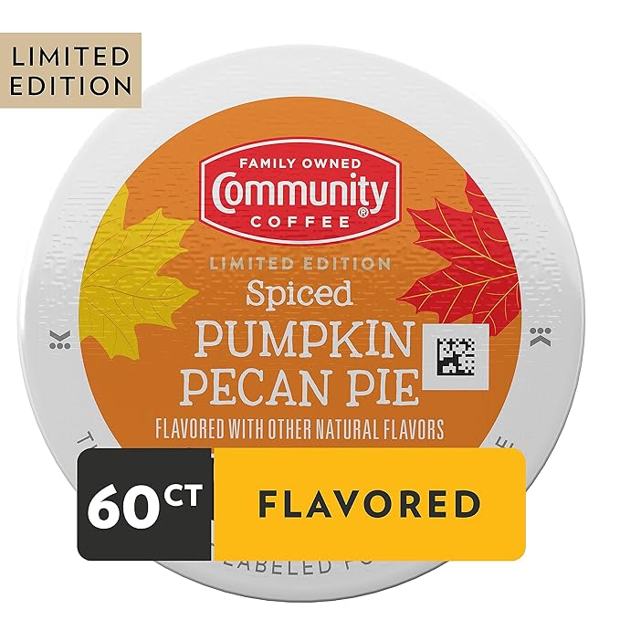 Community Coffee Spiced Pumpkin Pecan Pie Flavored Coffee Pods, 60 count, Medium Roast Compatible with Keurig 2.0 K-Cup Brewers (10 Pods, Pack of 6)