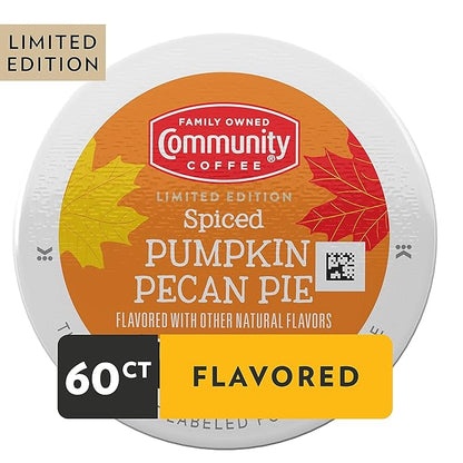 Community Coffee Spiced Pumpkin Pecan Pie Flavored Coffee Pods, 60 count, Medium Roast Compatible with Keurig 2.0 K-Cup Brewers (10 Pods, Pack of 6)