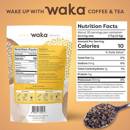 Waka Premium Instant Coffee Pouch — 100% Arabica Freeze Dried Beans — For Hot or Iced Coffee (3.5 Ounces, House Roast)