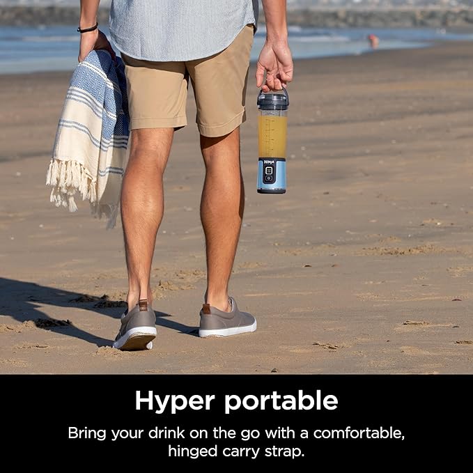 Ninja Blast Portable Blender, Cordless, 18oz. Vessel, Personal Blender For-Shakes and Smoothies, BPA Free, Leakproof-Lid and Sip Spout, USB-C Rechargeable, Dishwasher Safe, Metallic Blue, BC151BM