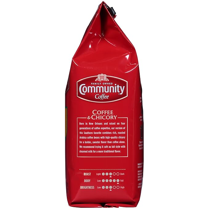 Community Coffee Coffee and Chicory Decaf Coffee, Medium Dark Roast Ground Coffee, 12 Ounce Bag (Pack of 6)