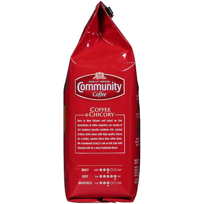 Community Coffee Coffee and Chicory Decaf Coffee, Medium Dark Roast Ground Coffee, 12 Ounce Bag (Pack of 6)