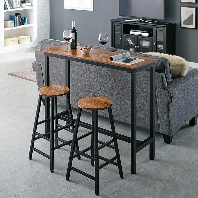 Mr IRONSTONE Bar Table, 53" Pub High Top Rectangular Bar Height Sofa Table Dining Table, for Narrow Space, Living Room, Vintage