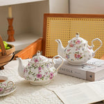 Load image into Gallery viewer, Flower Ceramic Teapot,22oz Porcelain Tea pot for Tea Coffee Milk for Office Home Men Women as Gift (White and big flowers)