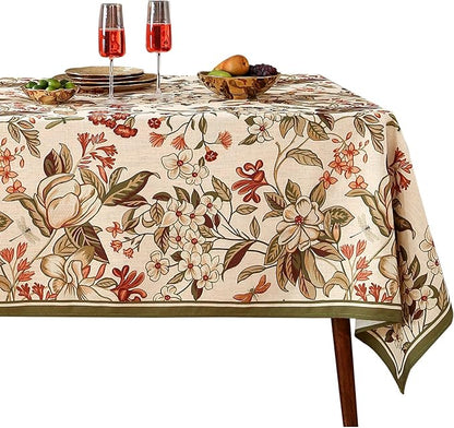 Designer Bohemian Linen Small Square Table Cloth,Colorful Floral Pattern Tablecloth,Wrinkle Resistant Decorative Tablecloths for Dining Thanksgiving Kitchen Party,55"*55"-Grace A