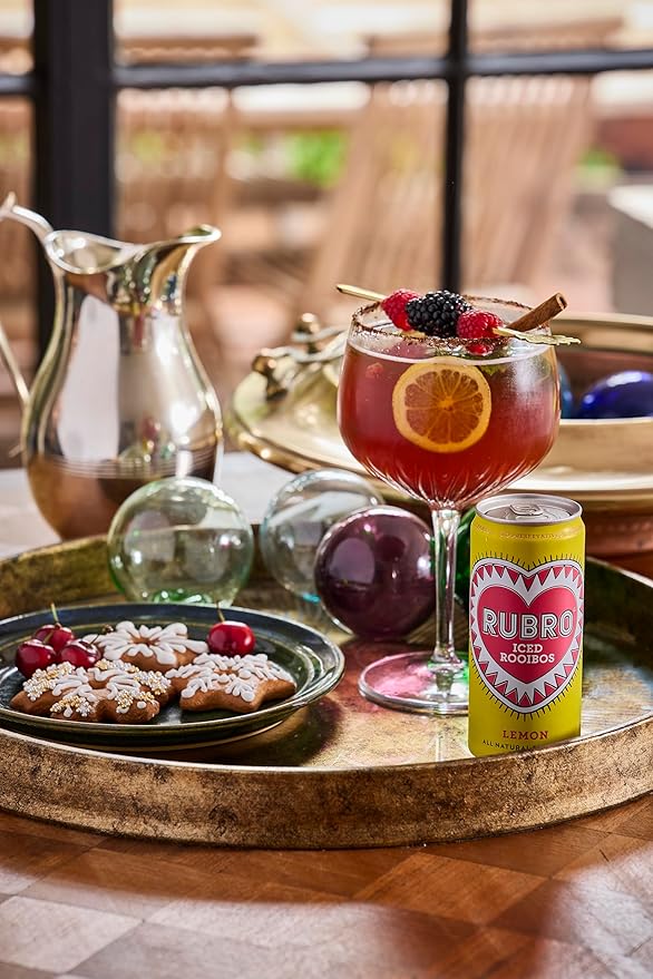 Rubro Rooibos Tea 6-Pack, Lemon Iced Tea, Naturally Caffeine-Free, South African Iced Tea, Still, 6 x 300ml Cans