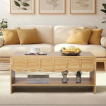 Load image into Gallery viewer, Lift Top Coffee Table with Hidden Compartment, 2 Tier Wooden Center Table with Wave Panel, Modern Lift Tabletop for Home Living Room Office, Natural