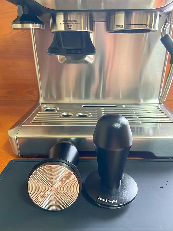 54mm Espresso Tamper 30lbs Load Calibrated Coffee Tamper Stainless Steel Base Hand Tamper for 54mm Bottomless Portafilter Tamper for Espresso Machine-Ripple Base, Black