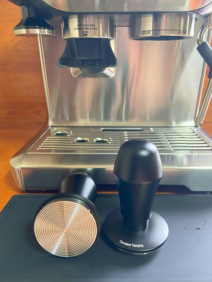 54mm Espresso Tamper 30lbs Load Calibrated Coffee Tamper Stainless Steel Base Hand Tamper for 54mm Bottomless Portafilter Tamper for Espresso Machine-Ripple Base, Black