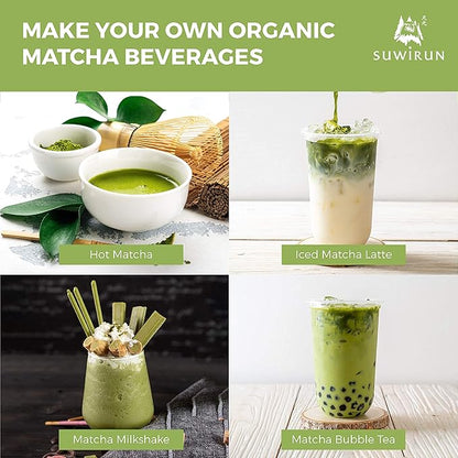 Suwirun Organic Pure Matcha Powder 4oz – Authentic Japanese Green Tea – Unsweetened, Umami-Rich Superfood – Perfect for Lattes, Baking & Smoothies