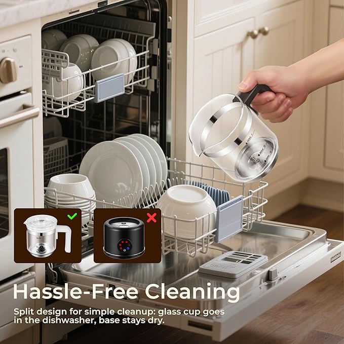 Electric Milk Frother, 6 in 1 Milk Steamer,17oz Automatic Warm and Cold Foam Maker for Coffee,Latte, Cappuccino, Macchiato, Hot Chocolate (White)