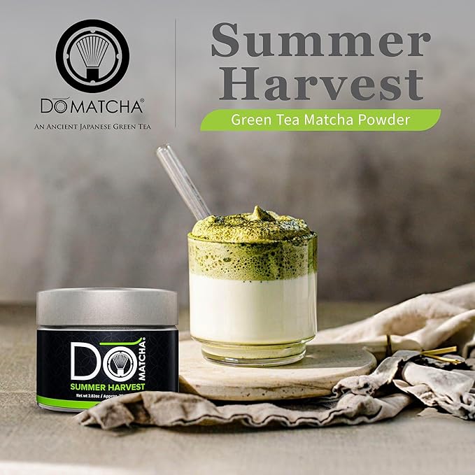 DoMatcha - Summer Harvest Green Tea Matcha Powder, Natural Source of Antioxidants, Caffeine, and L-Theanine, Promotes Focus and Relaxation, Kosher, 75 Servings (2.82 oz)