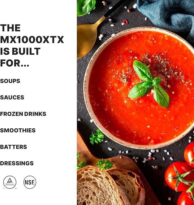 Waring Commercial MX1000XTX 3.5 HP Blender with Paddle Switches, Pulse Feature and a 64 oz. BPA Free Copolyester Container, 120V, 5-15 Phase Plug, Black