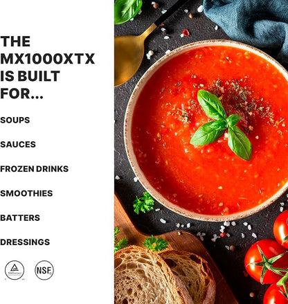 Waring Commercial MX1000XTX 3.5 HP Blender with Paddle Switches, Pulse Feature and a 64 oz. BPA Free Copolyester Container, 120V, 5-15 Phase Plug, Black