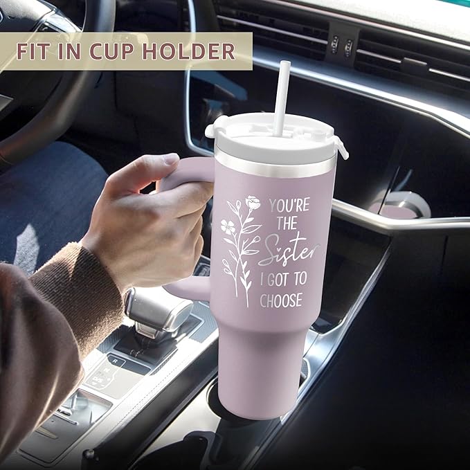 Best Friend Gift For Women - Birthday, Christmas Gift for Sister, Besties, Friendship, Soul Sister In Law - Mothers Day Gifts For Friend - 40oz Travel Tumbler With Handle & Straw Lid