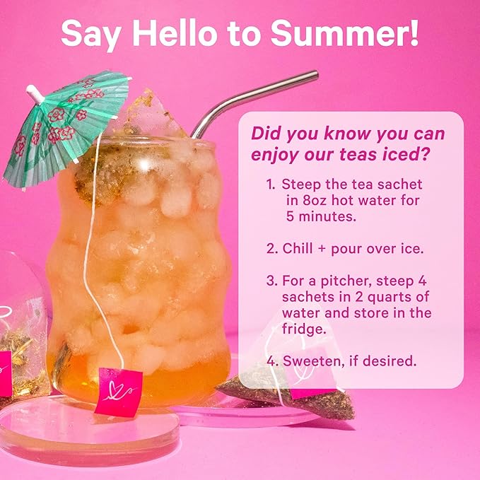 Pink Stork Fertility Tea for Conception and Hormone Balance with Organic Mint, Vitex, and Red Raspberry Leaf, Caffeine Free - Mint, 15 Sachets, Hot or Iced