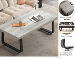 Load image into Gallery viewer, HSH Industrial Coffee Table, Modern Minimalist Center Table, Wooden Rectangle Living Room Table for Small Space, Farmhouse Wood and Metal Tea Table for Home Bedroom Office, Light Grey Oak, 47 in