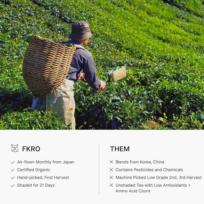 FKRO Organic Ceremonial Grade Matcha Green Tea Powder | 1st Harvest, Single Origin, Single Saemidori Cultivar | Flown in Fresh from Japan Every Month (30g/1.06oz) Tin