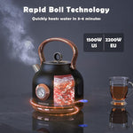 Load image into Gallery viewer, Retro Electric Kettle, 1.7L Stainless Steel Tea Kettle with Large Temperature Gauge, 1500W Fast Heating Hot Water Boiler with LED Indicator, Auto Shut-off &amp; Boil-Dry Protection-Reteo Black