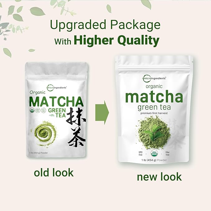 Micro Ingredients Organic Matcha Green Tea Powder, 1 lb | First Harvest, Culinary Grade from Japan | 100% Pure & Unflavored | Great for Tea, Latte & Smoothies | Non-GMO, No Sugar, Eco-Friendly Packaging