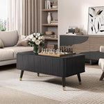 Load image into Gallery viewer, Lift Top Coffee Table, Mid Century Modern Coffee Table with Hidden Storage Compartment, 38" Fluted Center Table for Living Room, Home Office, Black