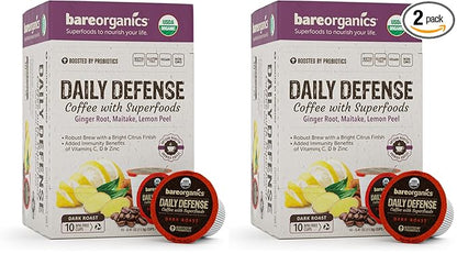 BareOrganics Daily Defense Coffee with Superfoods, 60ct (15660) (Pack of 2)