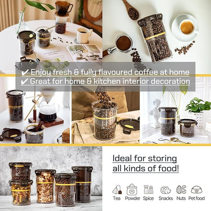 Size Adjustable Coffee Canister - Airtight Storage Container for Coffee Beans and Grounds, Tea, Spice (Small)