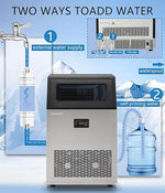 Load image into Gallery viewer, Commercial Ice Maker Machine, 130Lbs/24H with 40Lbs Large Capacity, 55Pcs Ready in 8-15Mins, Under Counter Stainless Steel Ice Machine for Home Party Bar, Self-Cleaning and Quite