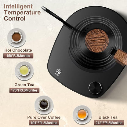 Electric Gooseneck Kettle, 30oz 0.9L Water Electric Kettle with Intelligent Temperature Control Quick Heating 304 Stainless Steel for Coffee Tea Boil Hot Water 1000W(Black)