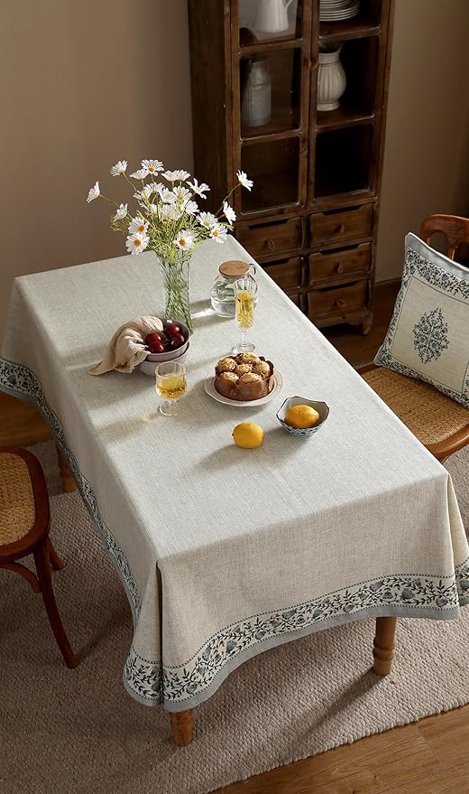 Designer Vintage Linen Elegant Small Square Tablecloth,Chinoiserie Floral Indoor Table Cloth,Wrinkle Resistant Decor Table Cover for Dining Thanksgiving Kitchen,55"*55"-Segerman B
