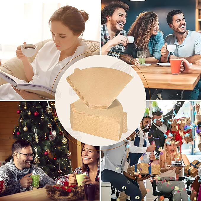 Coffee Filters #4, 200 Count Cone Paper Coffee Filter 8-12 Cup, Unbleached Natural Disposable No 4 Filters Fits for Pour Over, Drip Coffee Maker Suitable for Home, Shop Commercial (Brown)