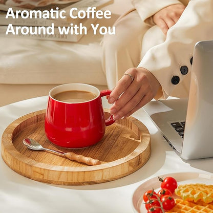 Teocera 16oz Ceramic Coffee Mugs Set of 4 – Stackable Latte Cups, Microwave, Dishwasher & Oven Safe – Ideal for Coffee, Cappuccino, Hot Chocolate, Housewarming Gifts, Red