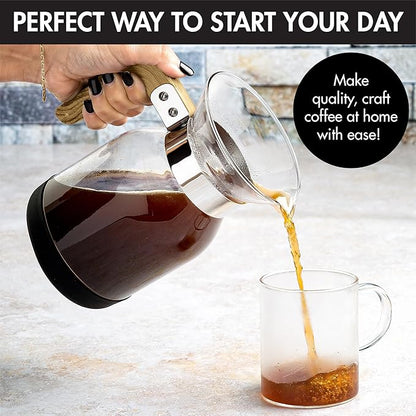 Primula Park Pour Over Park Set with Permanent Reusable Removable Ultra Fine Micro Mesh Stainless Steel Filter, Coffee Dripper Pour Over Maker Brewer Pot, Borosilicate Glass, Easy to Use, 36 oz