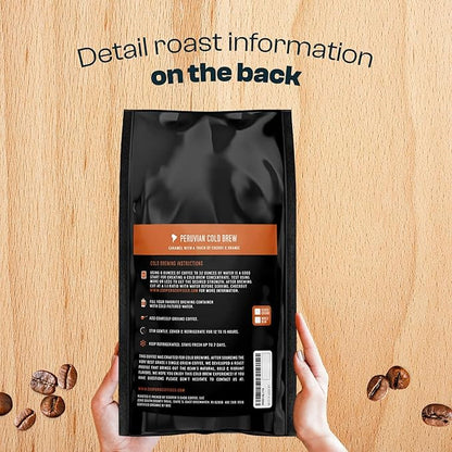 Organic Cold Brew Coffee Peru Reserve Single Origin Peruvian Coarsely Whole Bean - 5 lb. Bag - Medium Roast