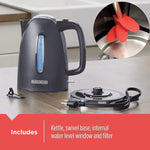 Load image into Gallery viewer, BLACK+DECKER 1.7L Cordless Electric Kettle, KE1555GY, Water Window, Rapid Boil, Auto Shutoff, Grey