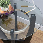 Load image into Gallery viewer, Round Glass End Table, 26" D Solid Wood Side Table with Tempered Glass Tabletop, Modern Glass Sofa Side Table with Black Cross Base for Living Room Home Office,CJZ1331