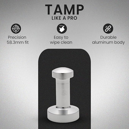 Rattleware Espresso Tamper (58.3mm) - Heavy Duty, Aluminum Design for Consistent Tamping - Ultimate Comfort & Grip, Easy-to-Clean, Barista-Approved Coffee Accessory