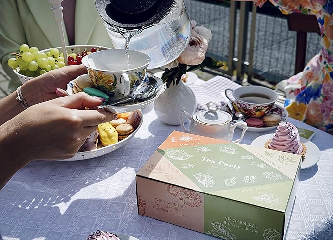 ACORUS Tea Party with 4 Different Flavors | Tea Set | 40 Count Natural Rooibos, Black Tea, Green Tea Packs with Beautiful Gift Box | Tea Bags Variety Pack