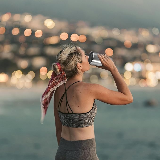 20 oz Tumbler Coffee Tavel Tumblers Bulk with Lid Stainless Steel Double Wall Vacuum Insulated Mug Powder Coated Cups fit Car Cupholder for Hot and Cold - Stainless Steel, 8Pack