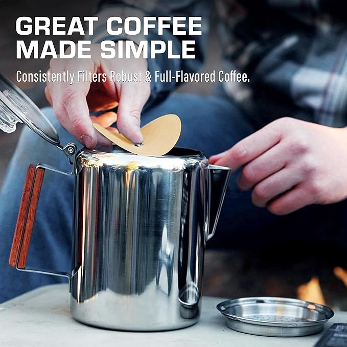 COLETTI Percolator Coffee Pot Filters – Camping Coffee Filter – Disc Coffee Filters For Percolators (Unbleach Paper, 3.3")