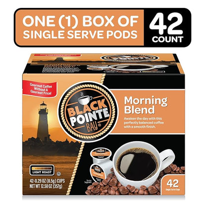 Black Pointe Bay Coffee, Morning Blend, Light Roast, 42 Count Single Serve Coffee Pods for Keurig K-Cup Brewers