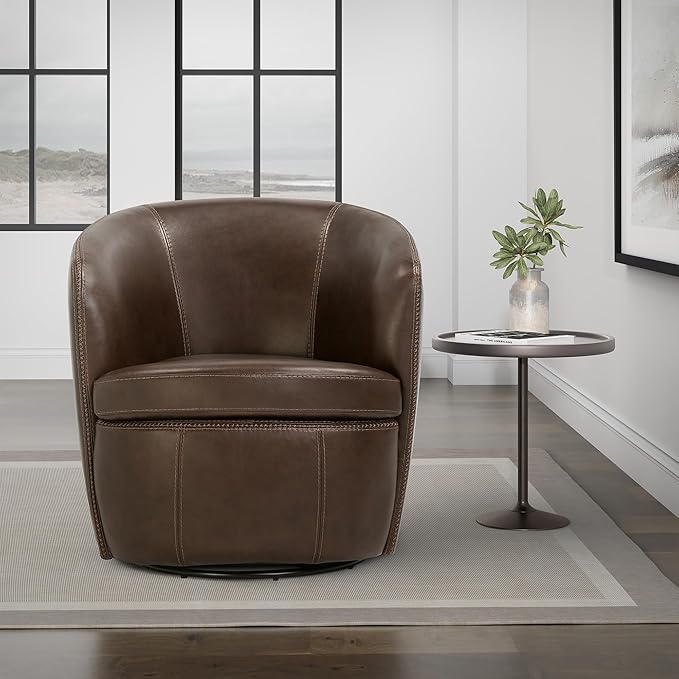Parker Living Barolo - Vintage Brown 100% Italian Leather Swivel Club Chair